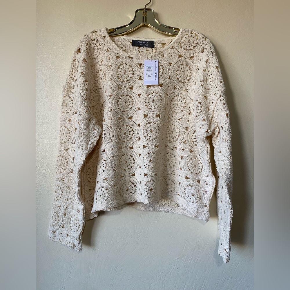 Crochet lace doily top nwt ivory 
Primark x Paula echevaria 
 L (US10/12)